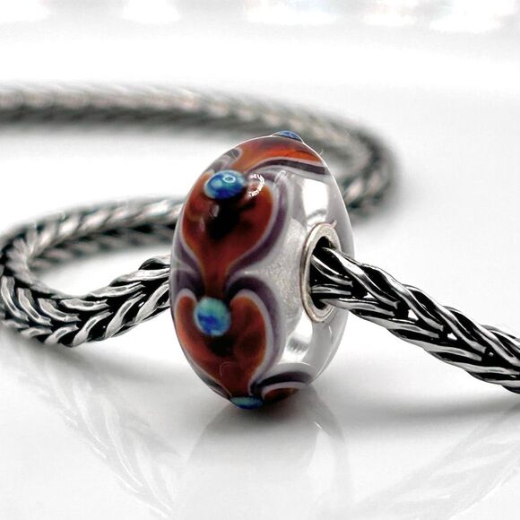 TROLLBEADS Heart Trail Unique w Buds LAA 925S NEW! Red-Orange, Turquoise & Plum - Picture 6 of 6